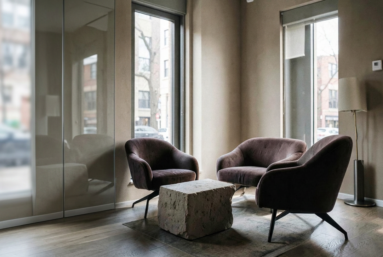 Intimate meeting room ready for a candid conversation